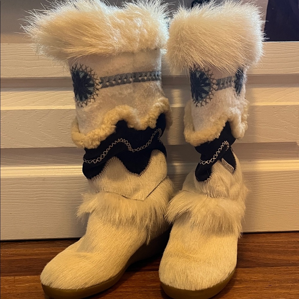 Italian goat hair embroidered boots